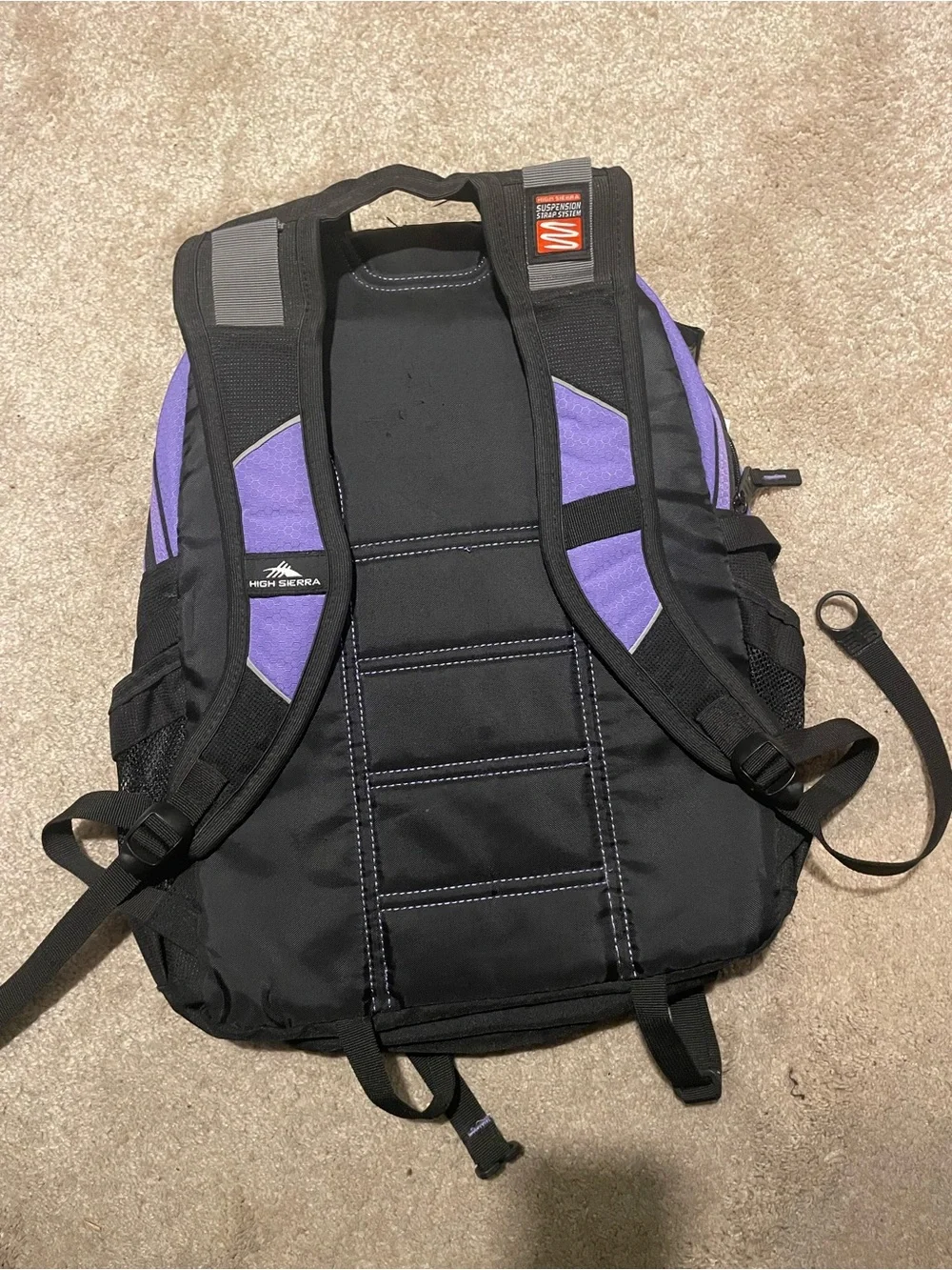 High Sierra Purple and Black Backpack - Durable Unisex Packpack w many pockets
